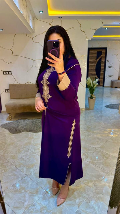 ✨ جلابة كريب مطروزة بالفخامة المغربية